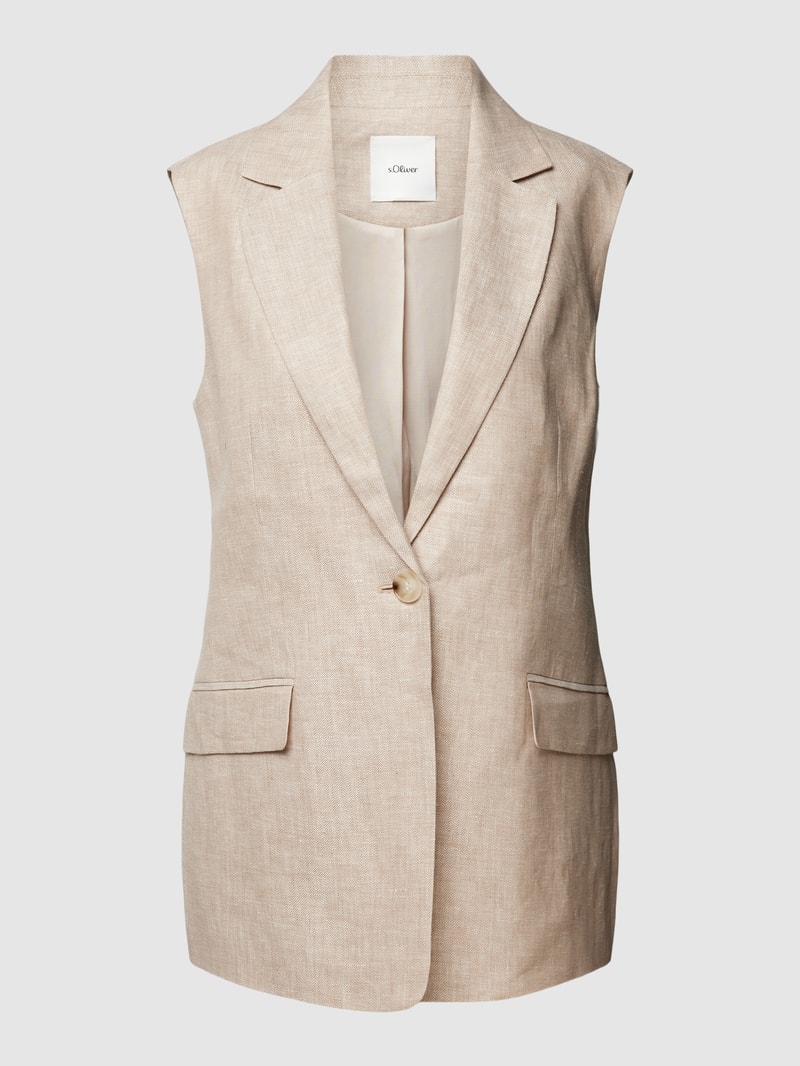Weste aus Leinen mit Pattentaschen in beige meliert