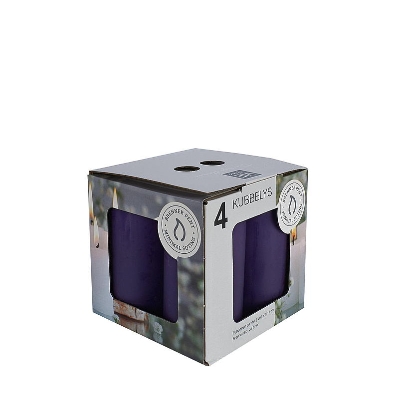 Vie Home Kubbelys 4-pk ø 6 x 11 cm, lilla