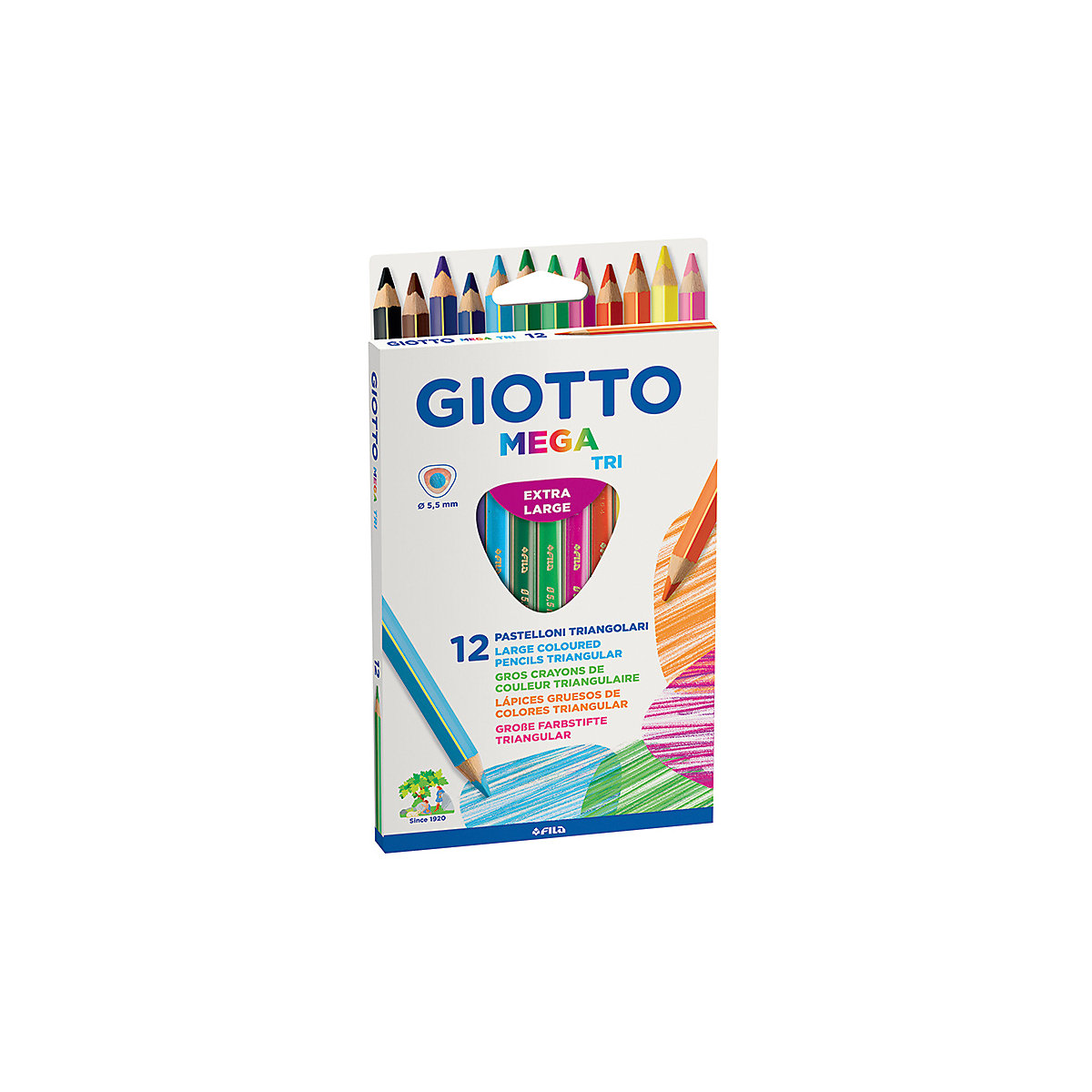 Giotto Mega-Tri Holzbuntstifte, 12 Farben
