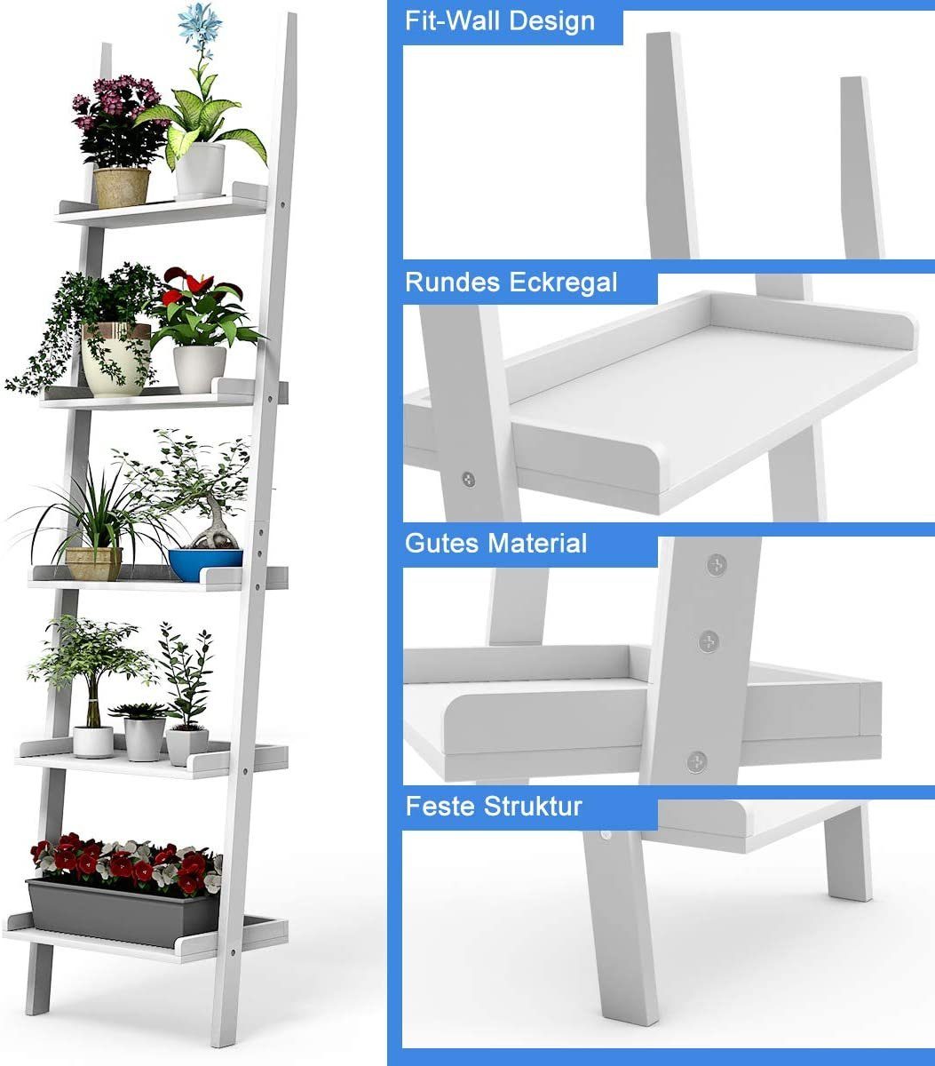 COSTWAY Leiterregal Standregal Pflanzenregal, mit 5 Ebenen, 191cm