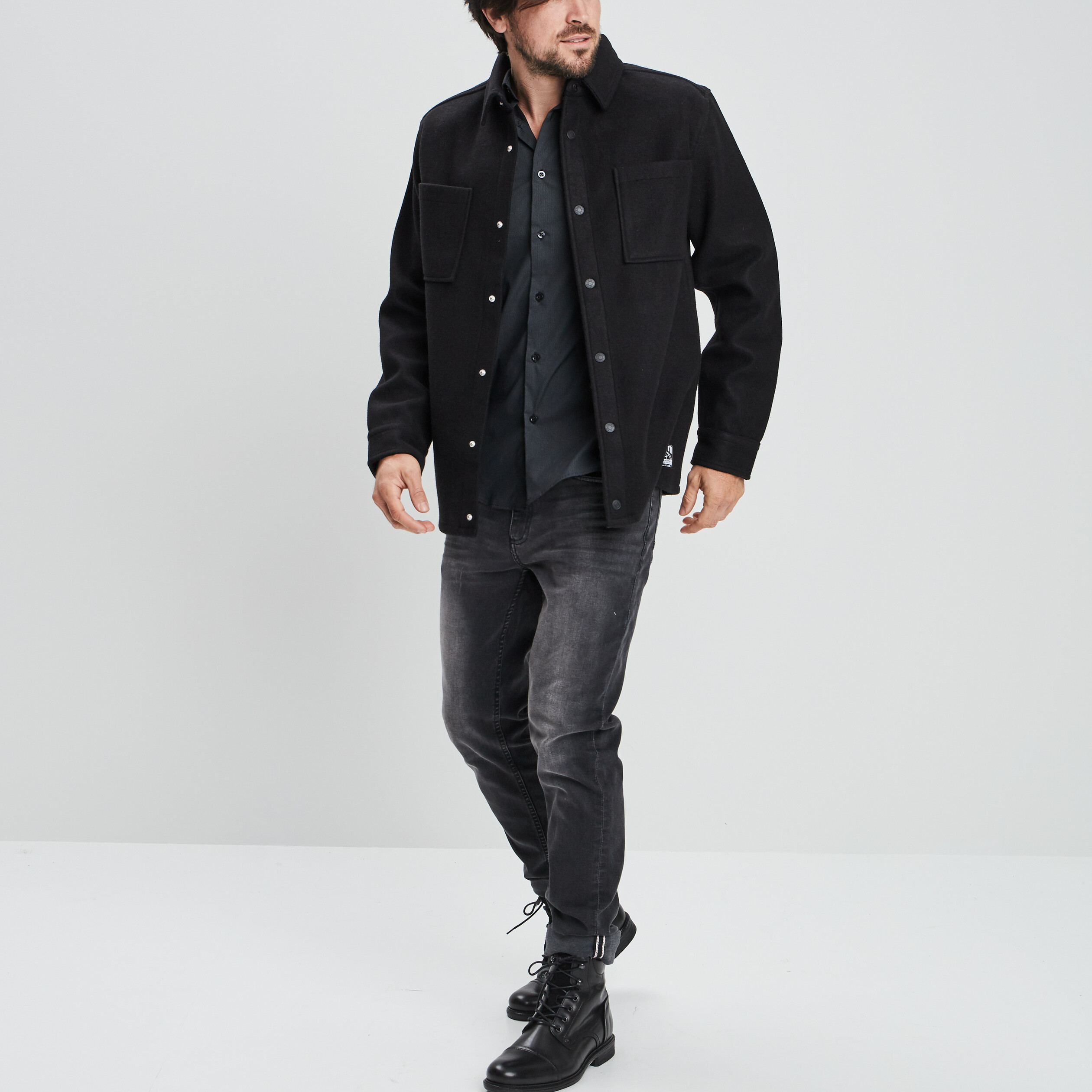 Surchemise manches longues noir homme | La Halle