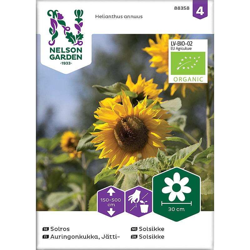 Nelson garden Frø Solsikke Kjempe-, gul, organic