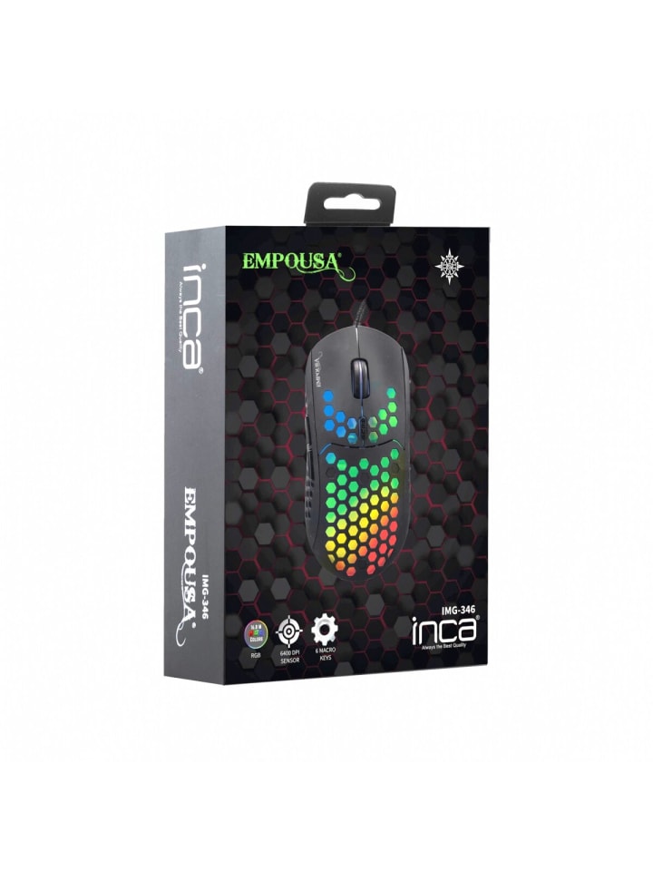 Inca INCA IMG-346 EMPOUSA RGB-Makro-Tasten Professional 6400 DPI 8 Tasten in schwarz günstig kaufen onesize