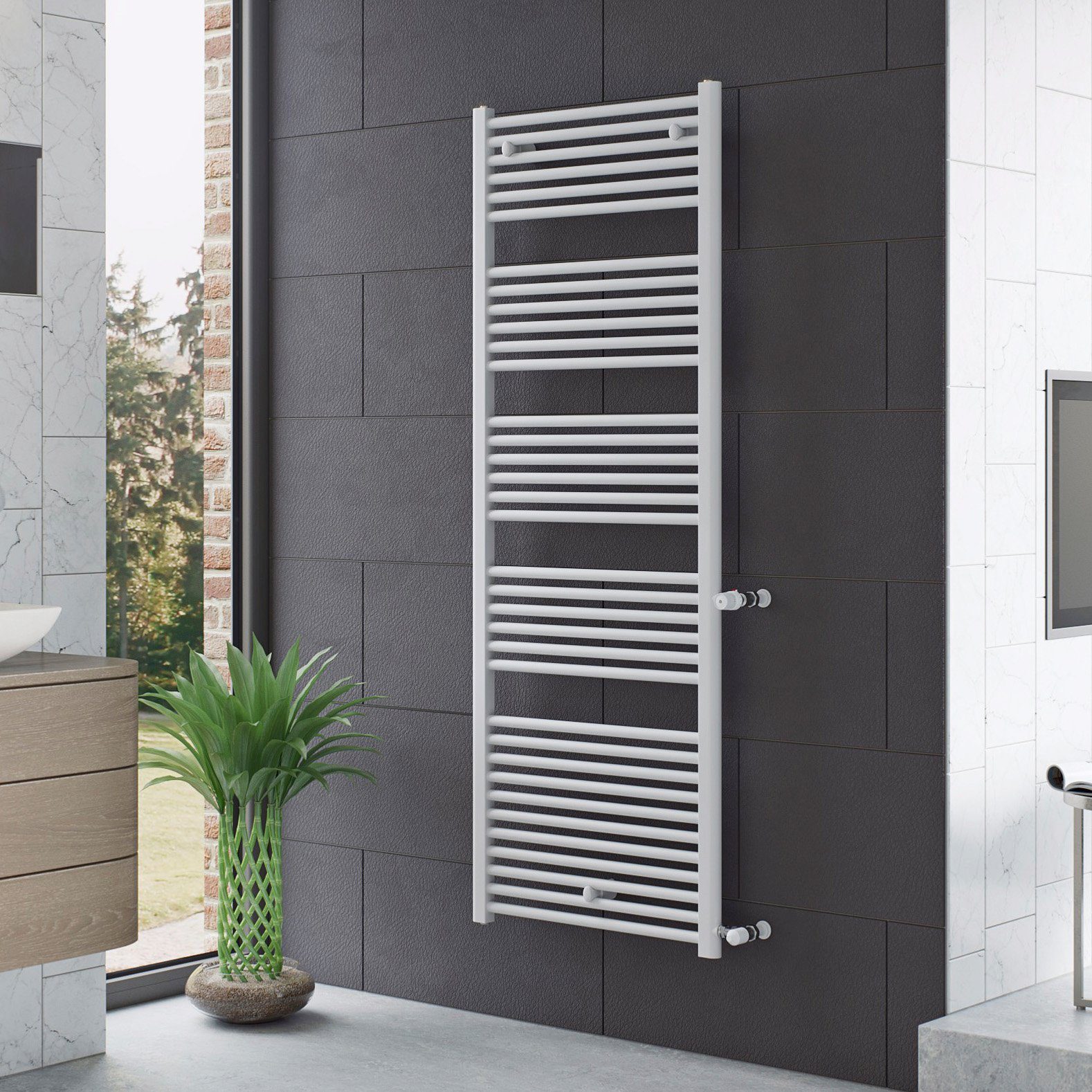 Ximax Badheizkörper Hektor SA 1838 mm x 600 mm, 1028 Watt, Seitenanschluss NA: 900 mm, weiß