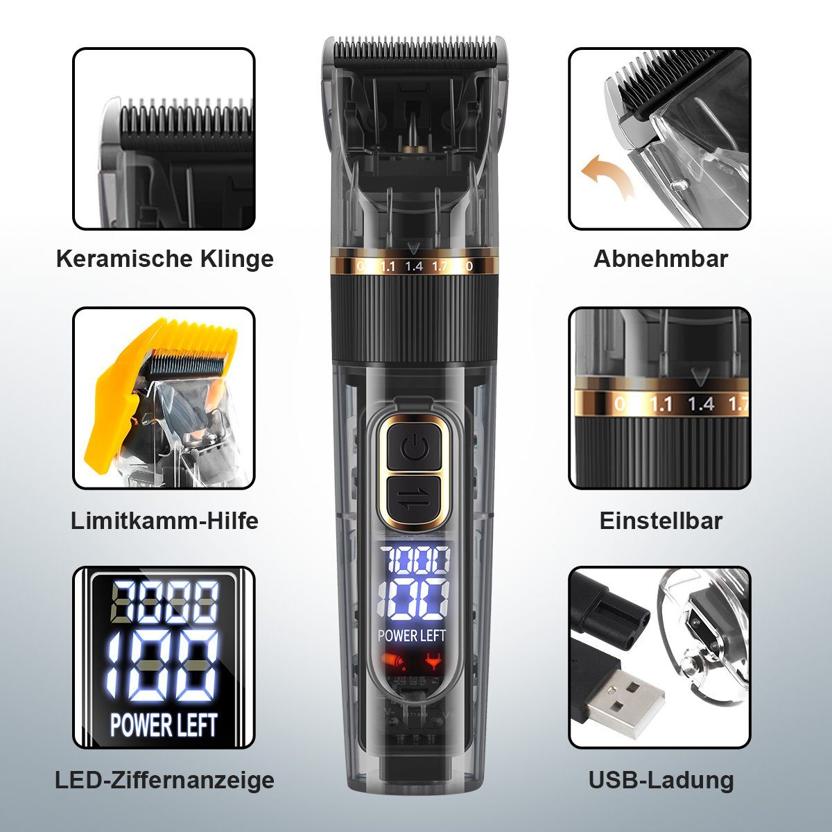 7Magic Hundeschermaschine Profi Schermaschine, Hund Katze Tierhaarschneidemaschine, Leise Hundeschermaschine, 1200mAh Hundetrimmer mit 3 Geschwindigkeiten