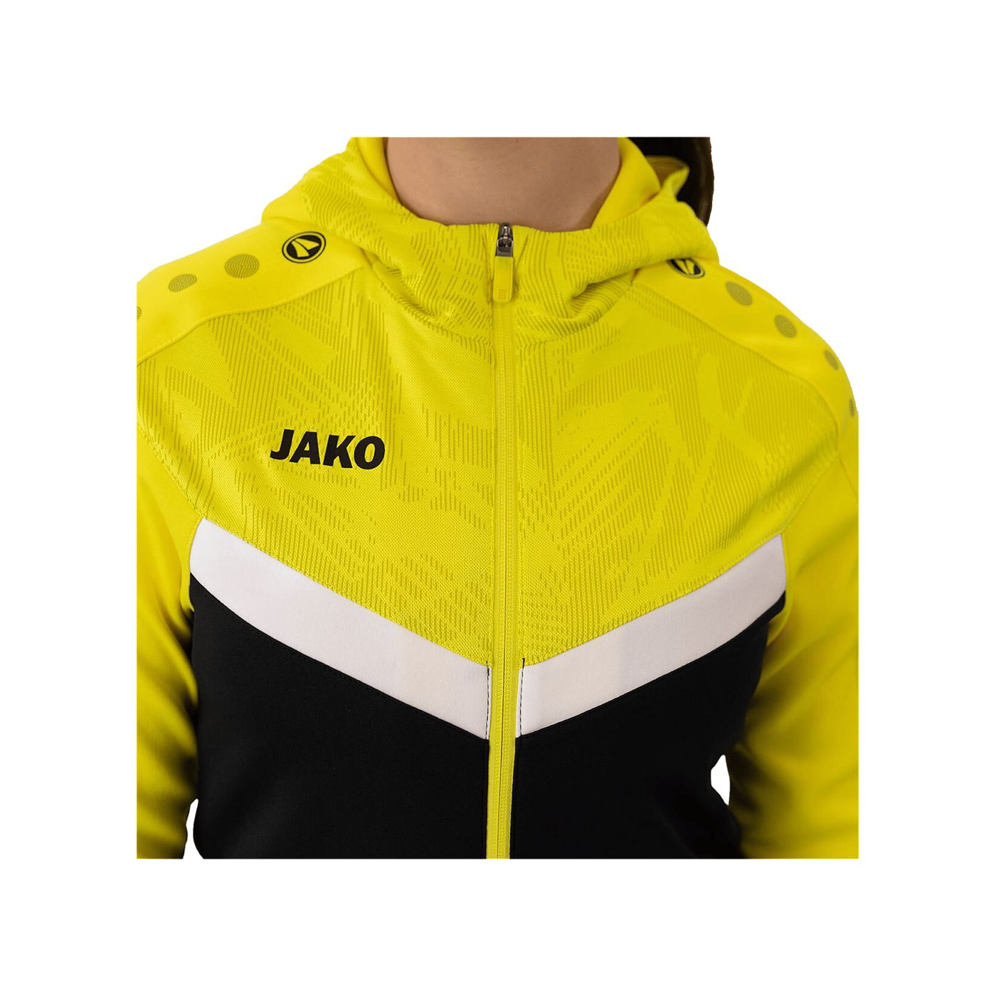 JAKO Iconic Kapuzenjacke Damen Schwarz Gelb F808