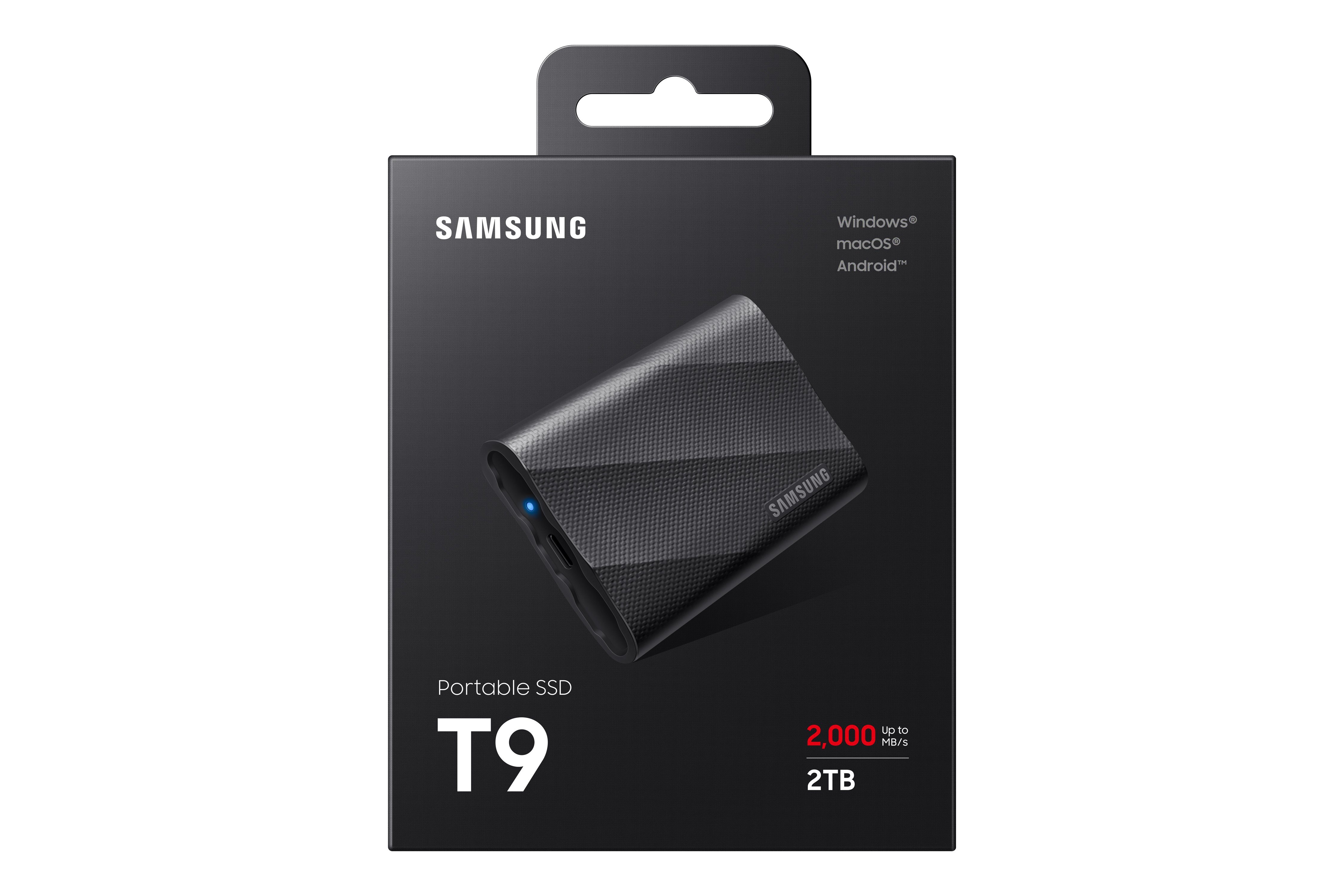 Samsung Portable SSD T9 externe SSD (2 TB) 2000 MB/S Lesegeschwindigkeit, 1950 MB/S Schreibgeschwindigkeit