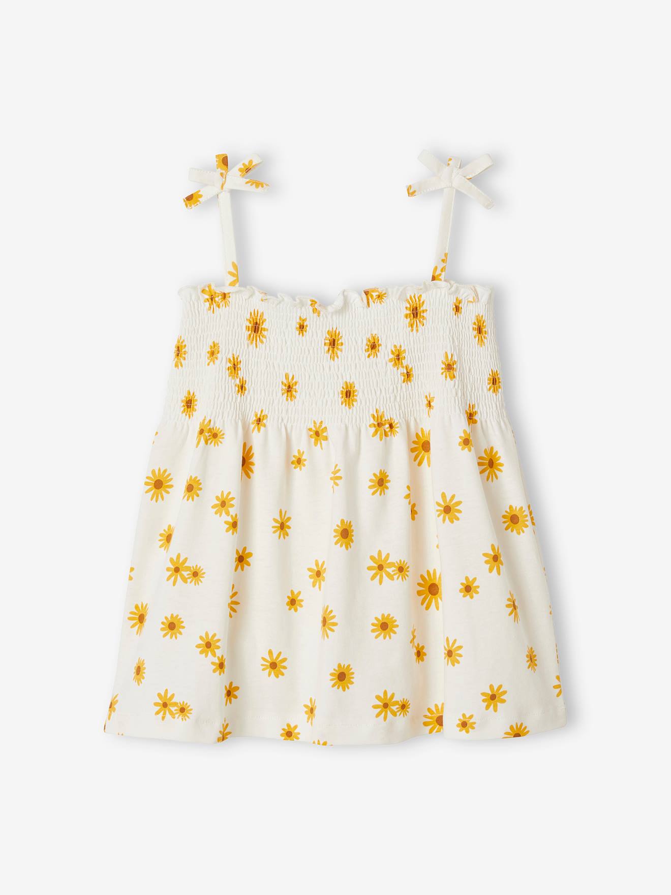 Débardeur à smocks imprimé fille rose nude