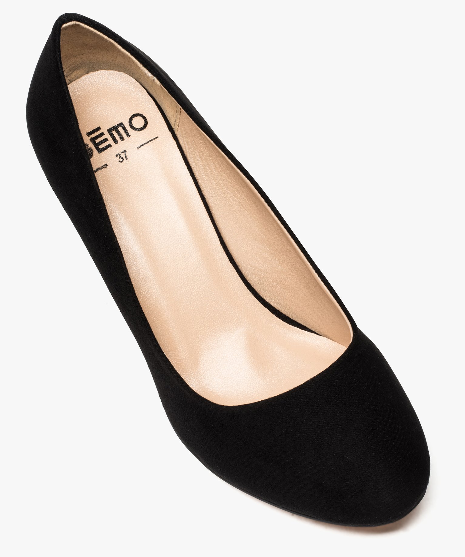 Escarpins femme à bout rond et talon large noir | GEMO