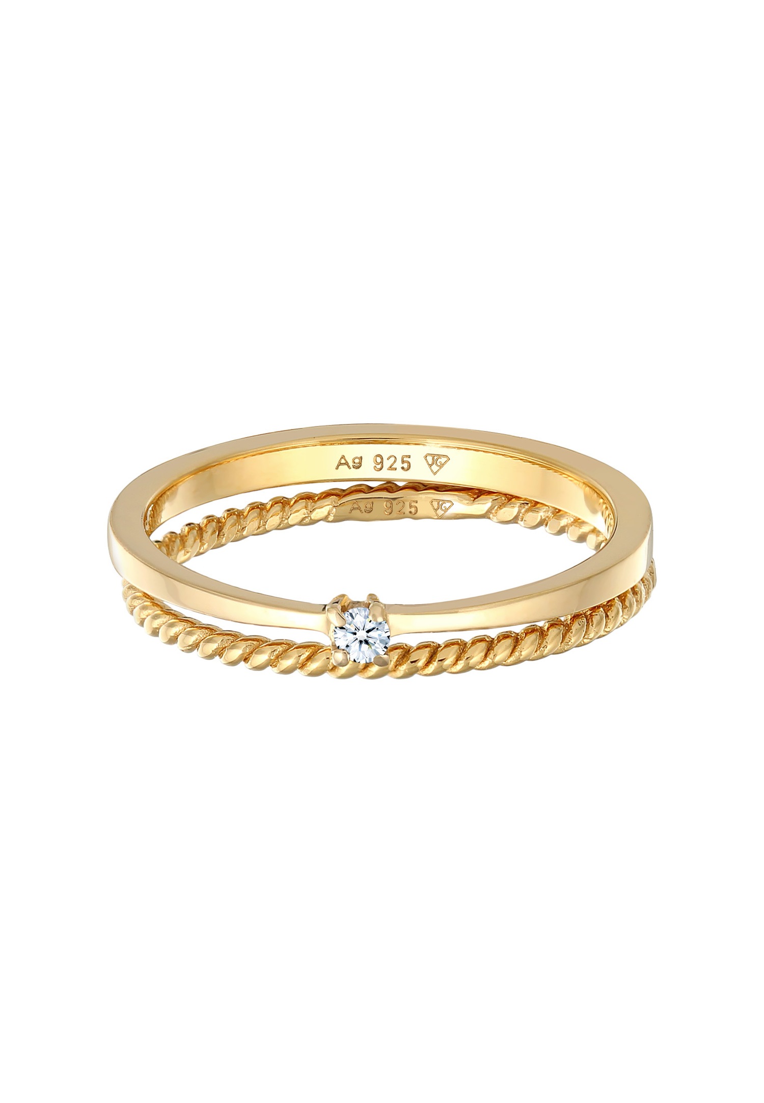 Zestaw damski Twisted Solitaire Elli DIAMONDS z 2 diamentami (0,03 ct.) w srebrze próby 925