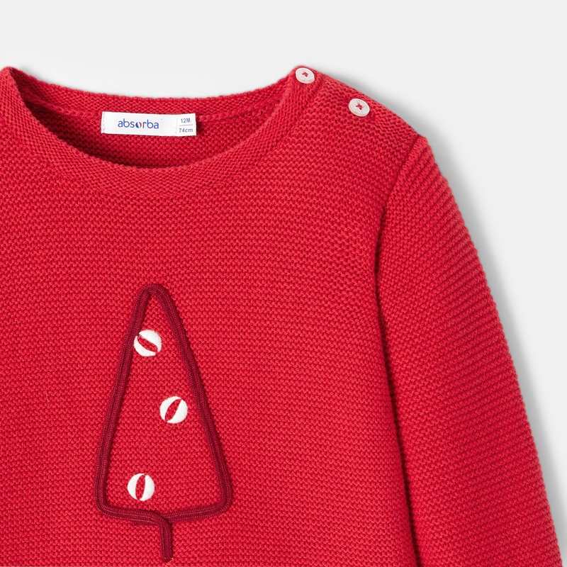 Pull de Noël en tricot rouge bébé garçon Absorba