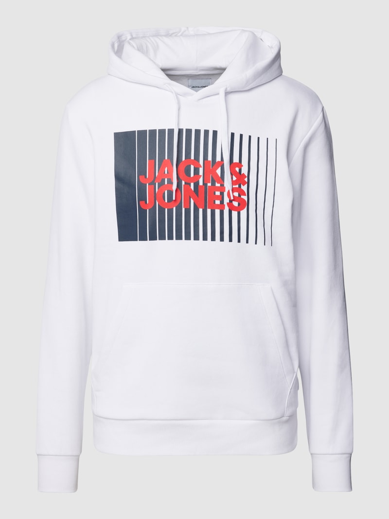 Hoodie mit Label-Print Modell 'ECORP' in weiß