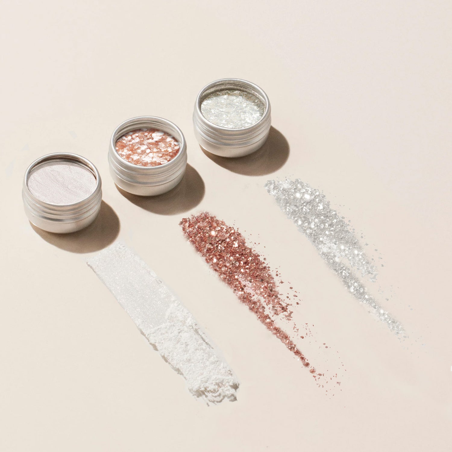 Trio di polveri glitterate ed effetto