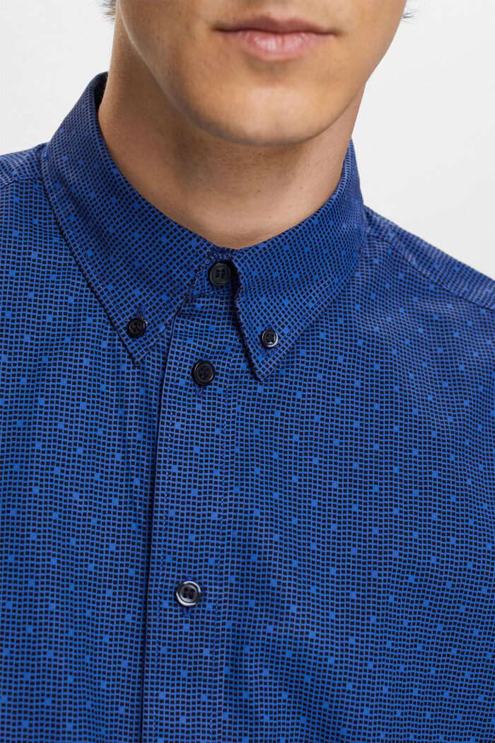 Gemustertes Button-Down-Hemd, 100 % Baumwolle