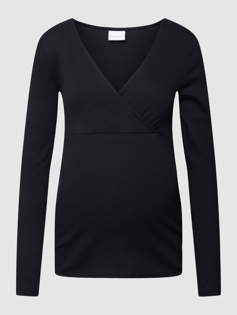 Umstands-Shirt in Ripp-Optik Modell 'ROSINA' in schwarz
