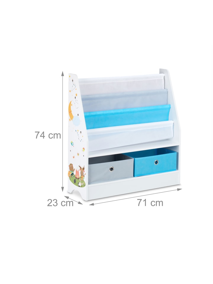 relaxdays Kinderregal Tiere in Bunt - (B)71 x (H)74 x (T)23 cm günstig kaufen onesize