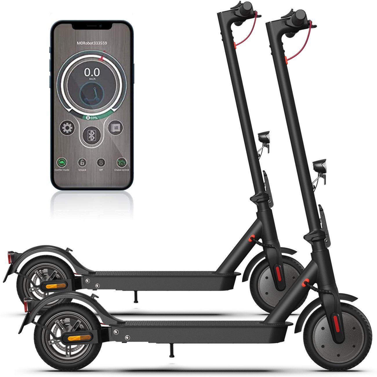 LETGOSPT Scooter 2 Stücke E-Scooter mit Straßenzulassung für Erwachsene, LED-Display, Komfortable Stoßdämpfung, Duales Bremssystem klappbar Elektroroller