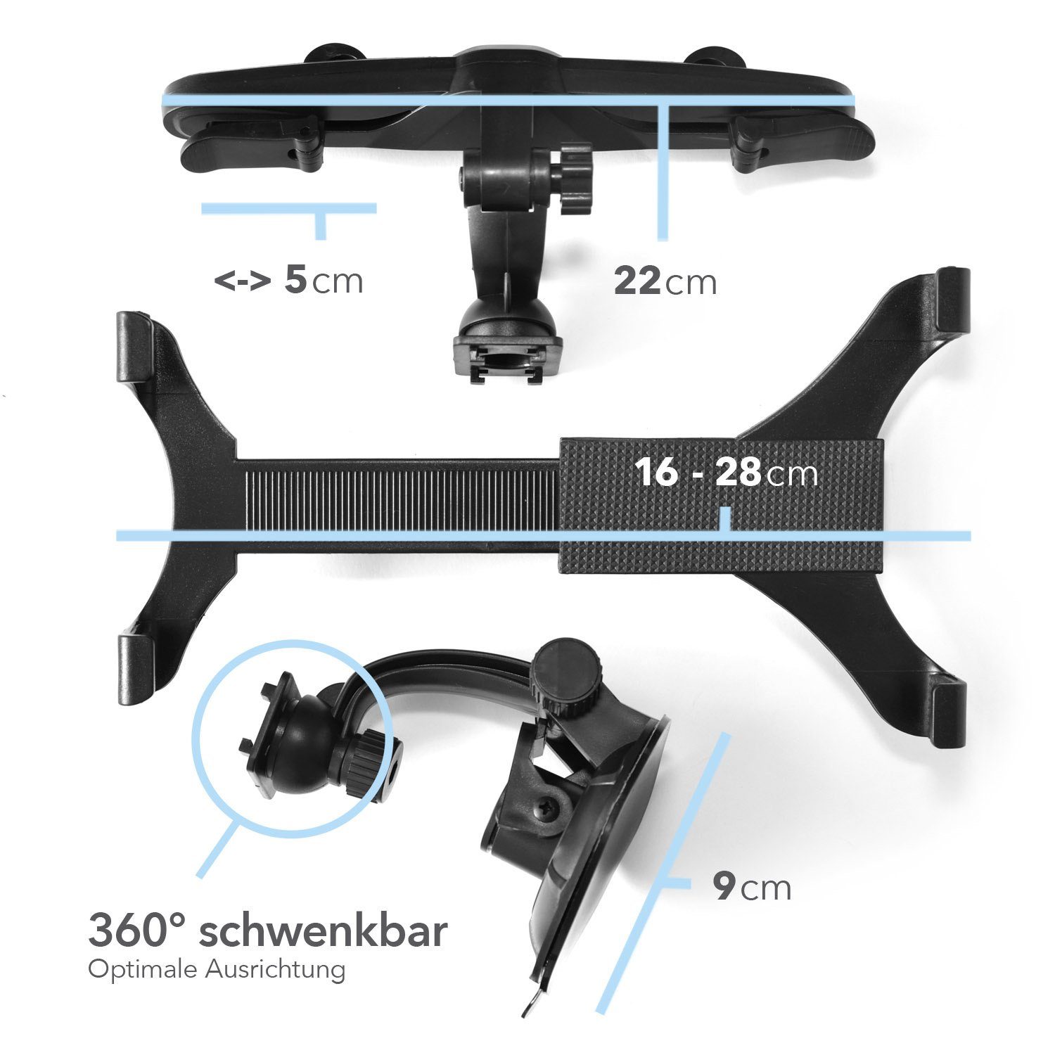 Goods+Gadgets Universal Tablet-Halter Tablet-Ständer, (KFZ Auto-halterung, Kopfstütze Befestigung)