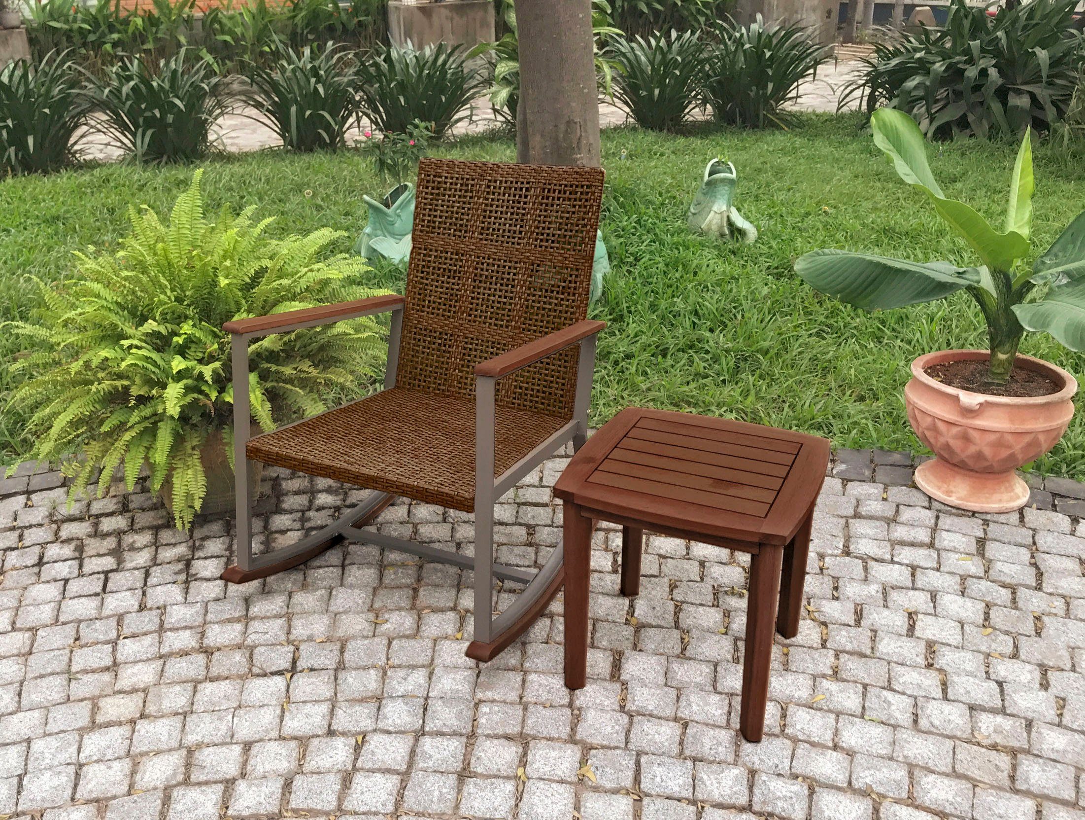Garden Pleasure Schaukelstuhl SINALOA (Set), inkl. Tisch und Auflagen