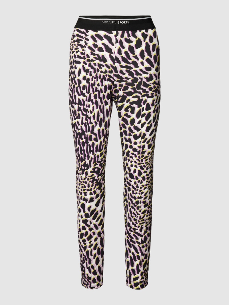 Slim Fit Stoffhose mit Animal-Print in flieder
