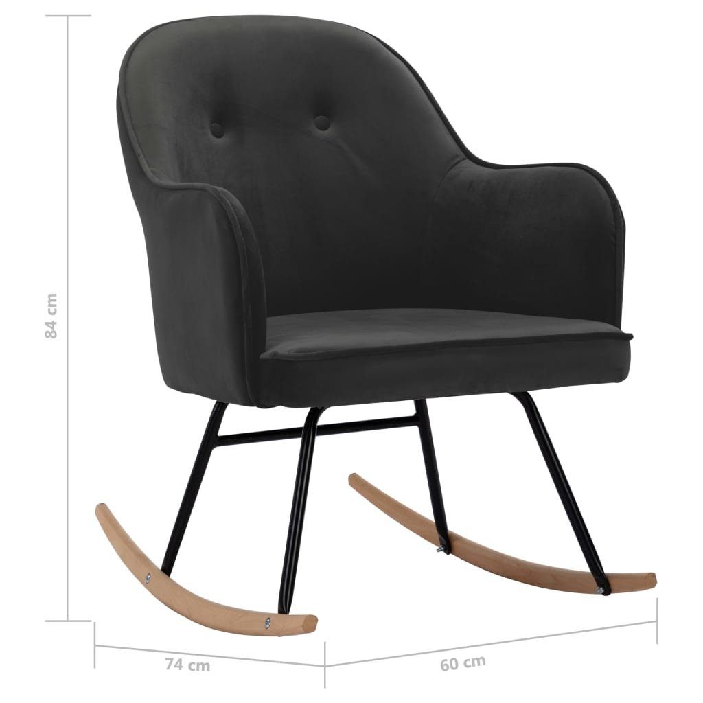 möbelando Schaukelstuhl Aletshausen (B/H/T: 60x84x74 cm), aus Samt in Dunkelgrau und Schwarz