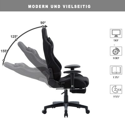 Woltu Gaming-Stuhl (1 St), Armlehne verstellbar, Stoffbezug, höhenverstellbar
