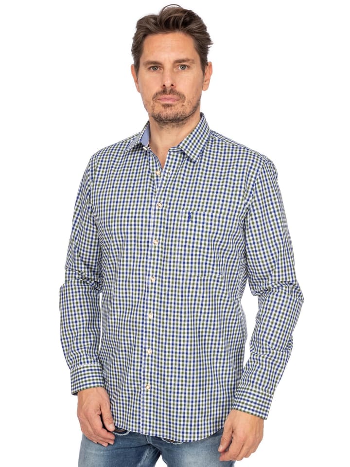 Almsach Langarmhemd LF670-CO in blau-tanne günstig kaufen