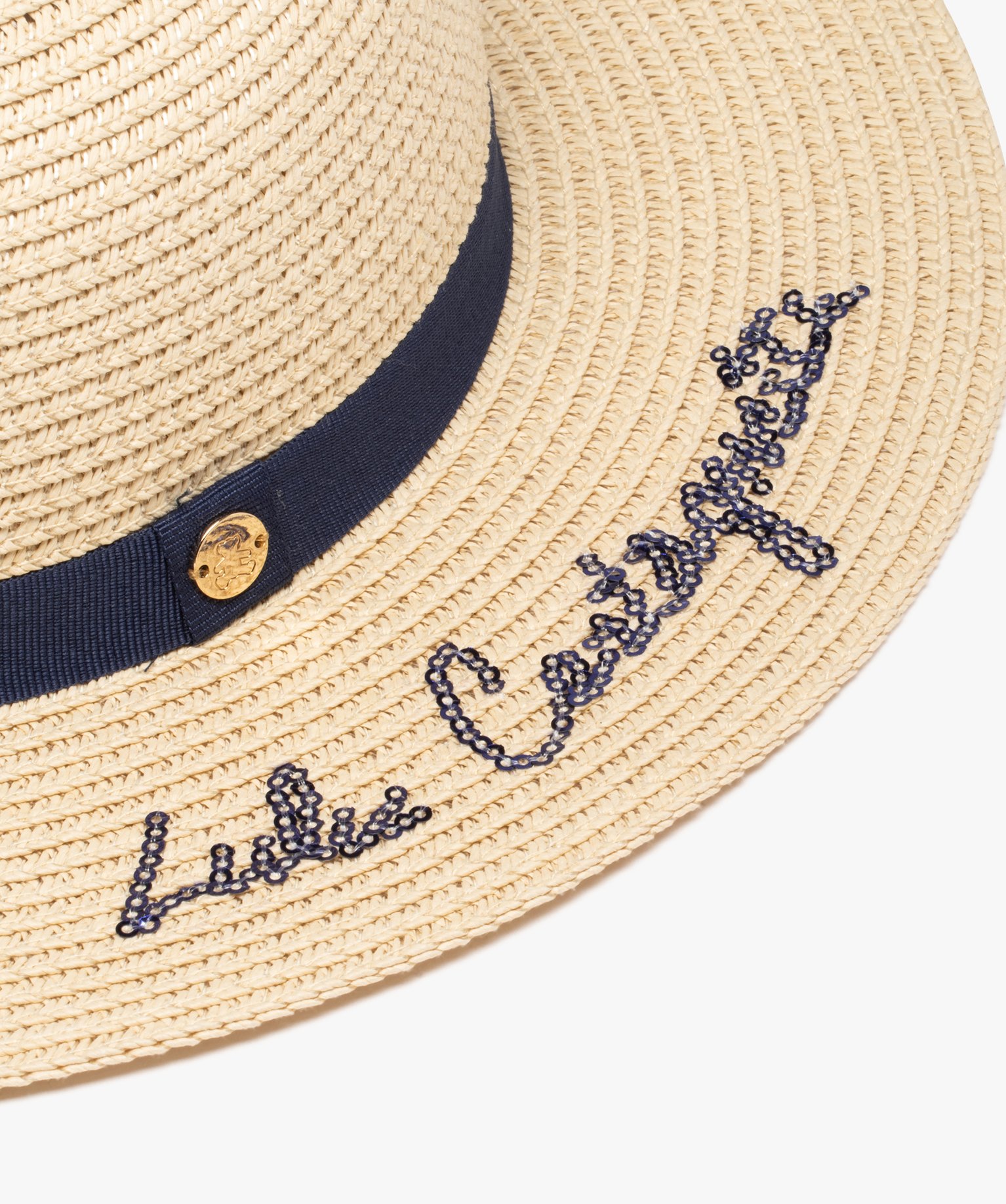 Chapeau fille en paille avec broderie en sequins - LuluCasta... beige | GEMO