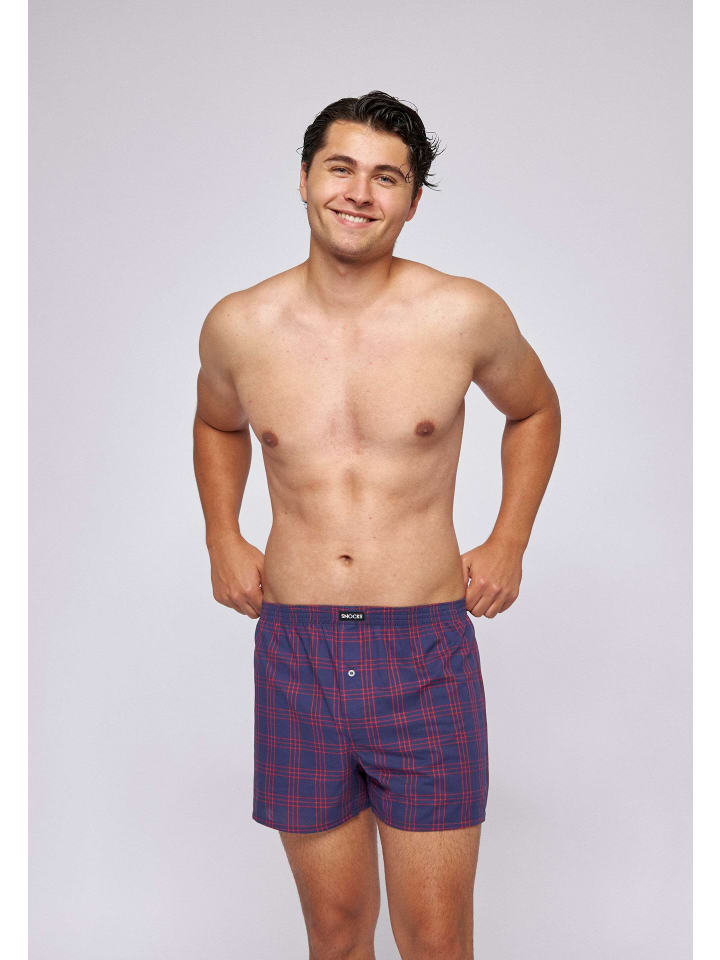 SNOCKS American Woven Boxershorts aus Bio-Baumwolle 3 Stück in Big Check günstig kaufen