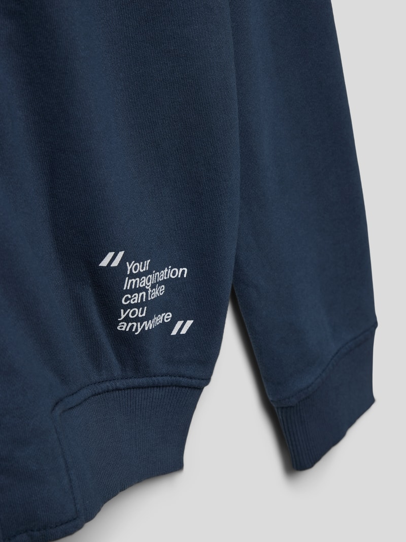 Sweatjacke mit Statement-Print in marineblau
