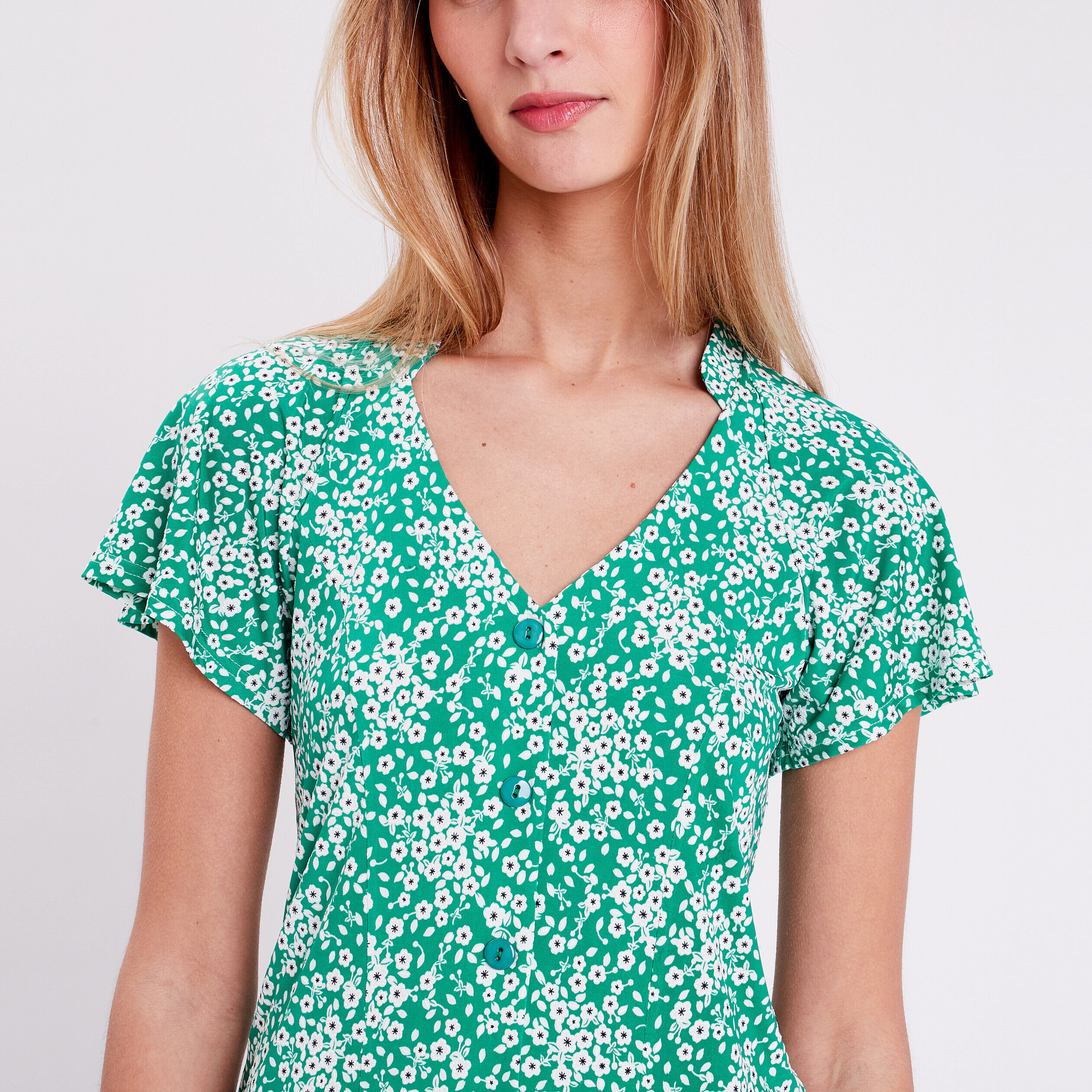 Blouse boutonnée bleu pétrole femme | Cache Cache