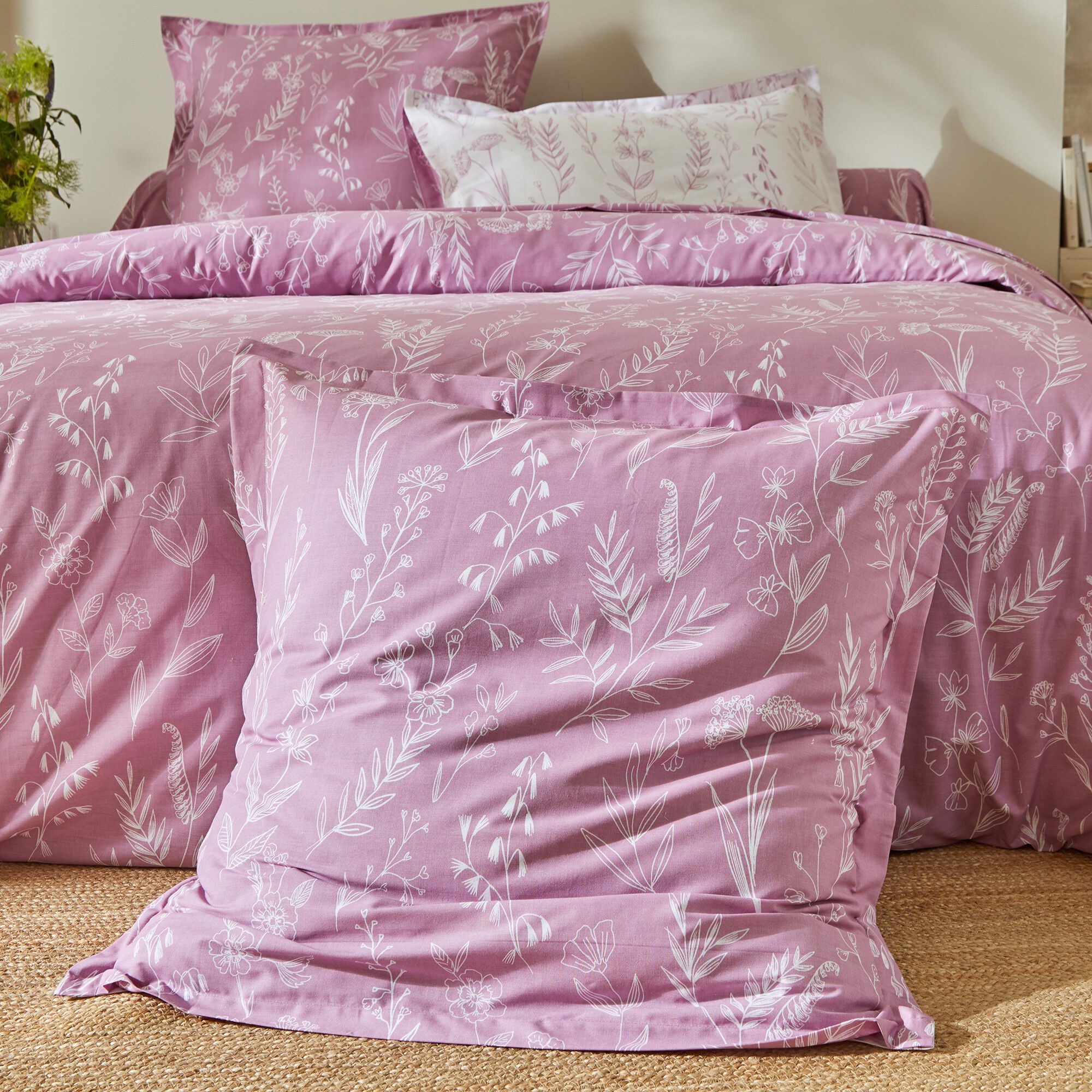 Linge de lit Alessia en coton imprimé fleuri