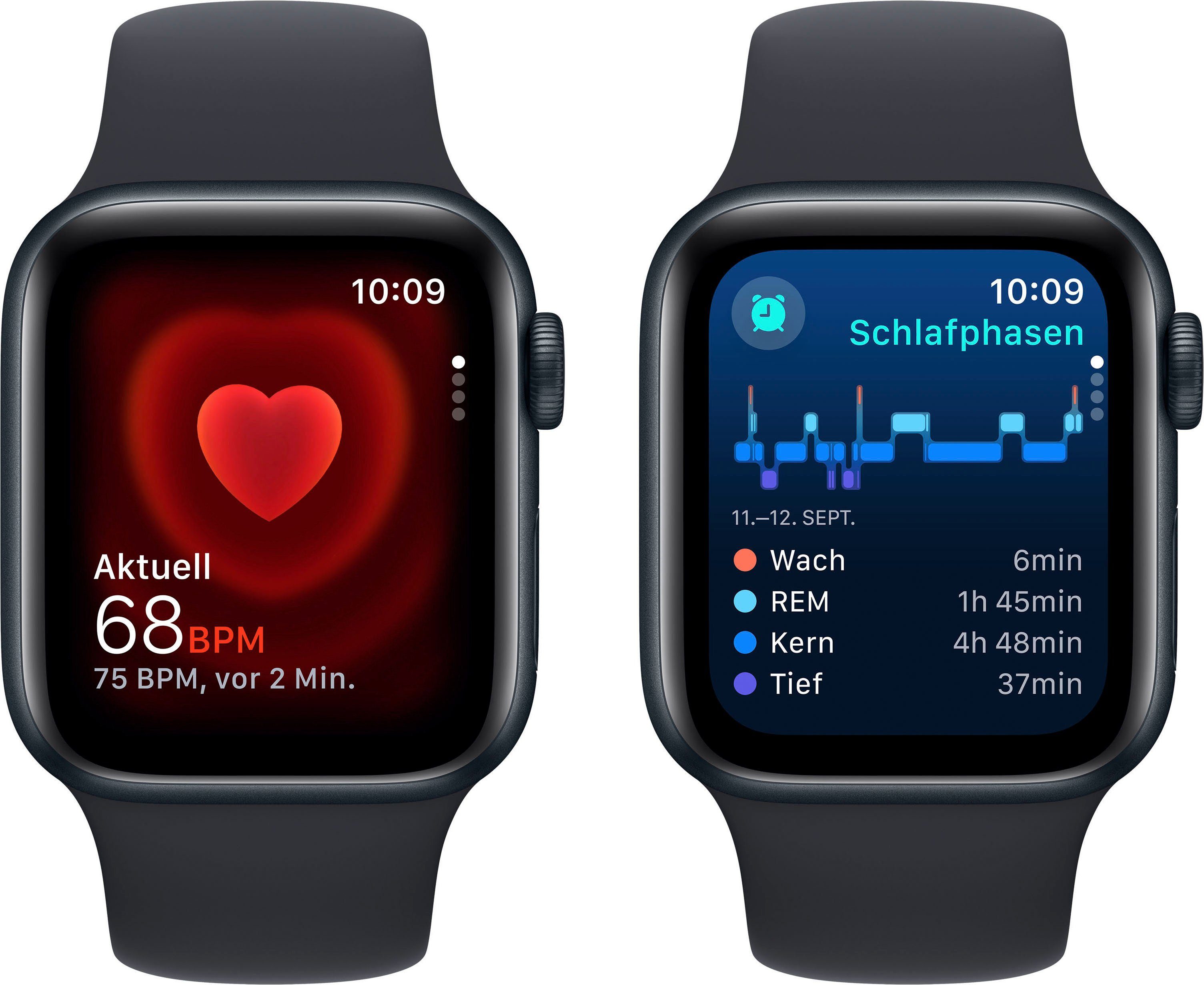 Apple Watch SE GPS 40 mm Aluminium M/L Smartwatch (4 cm/1,57 Zoll, Watch OS 10), Sport Band