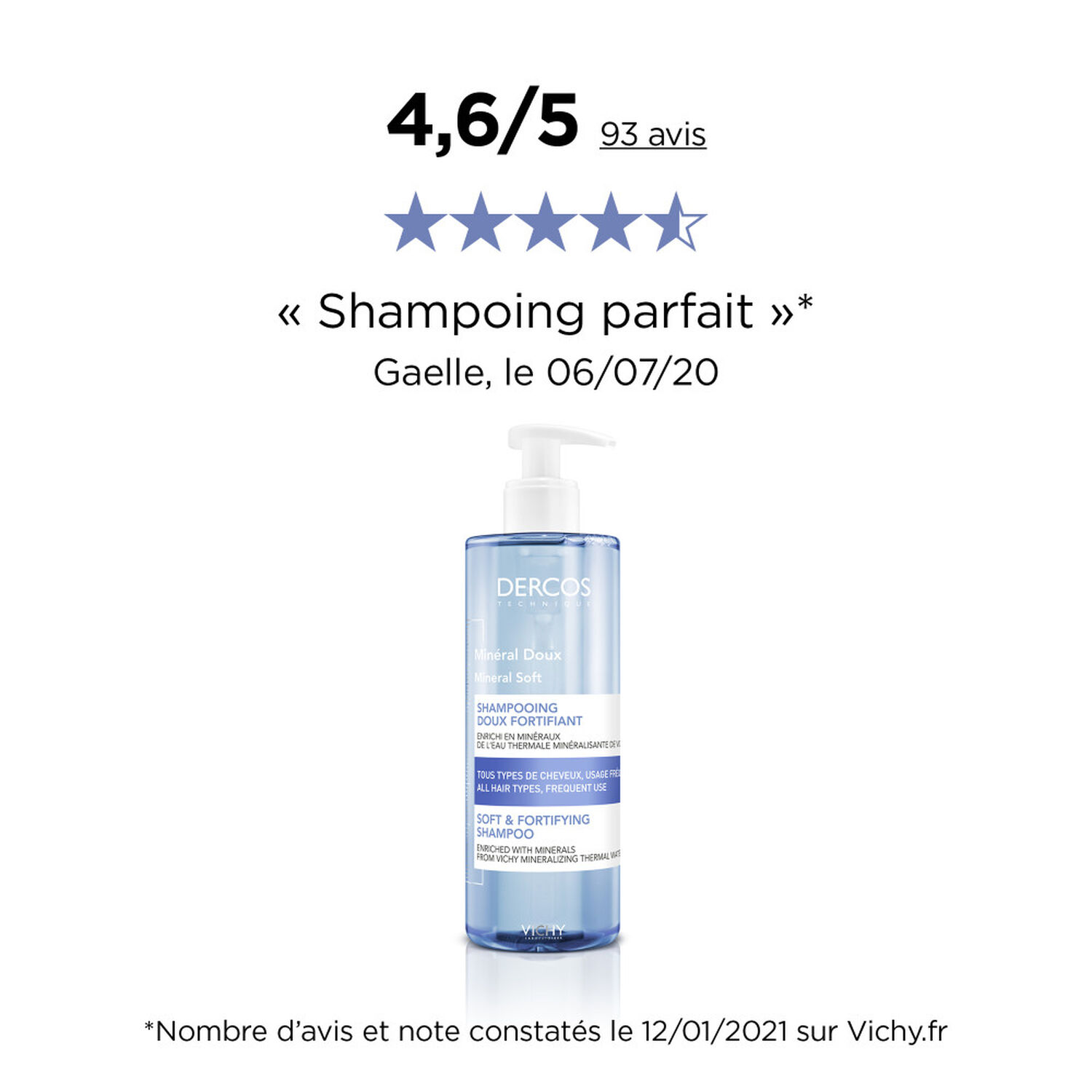 Vichy Dercos Technique Shampooing Minéral Doux Fortifiant 400 ml