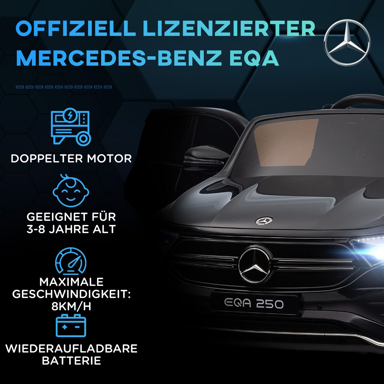 HOMCOM Kinder Elektrofahrzeuge Elektroauto mit Fernbedienung, Kinderauto mit MP3