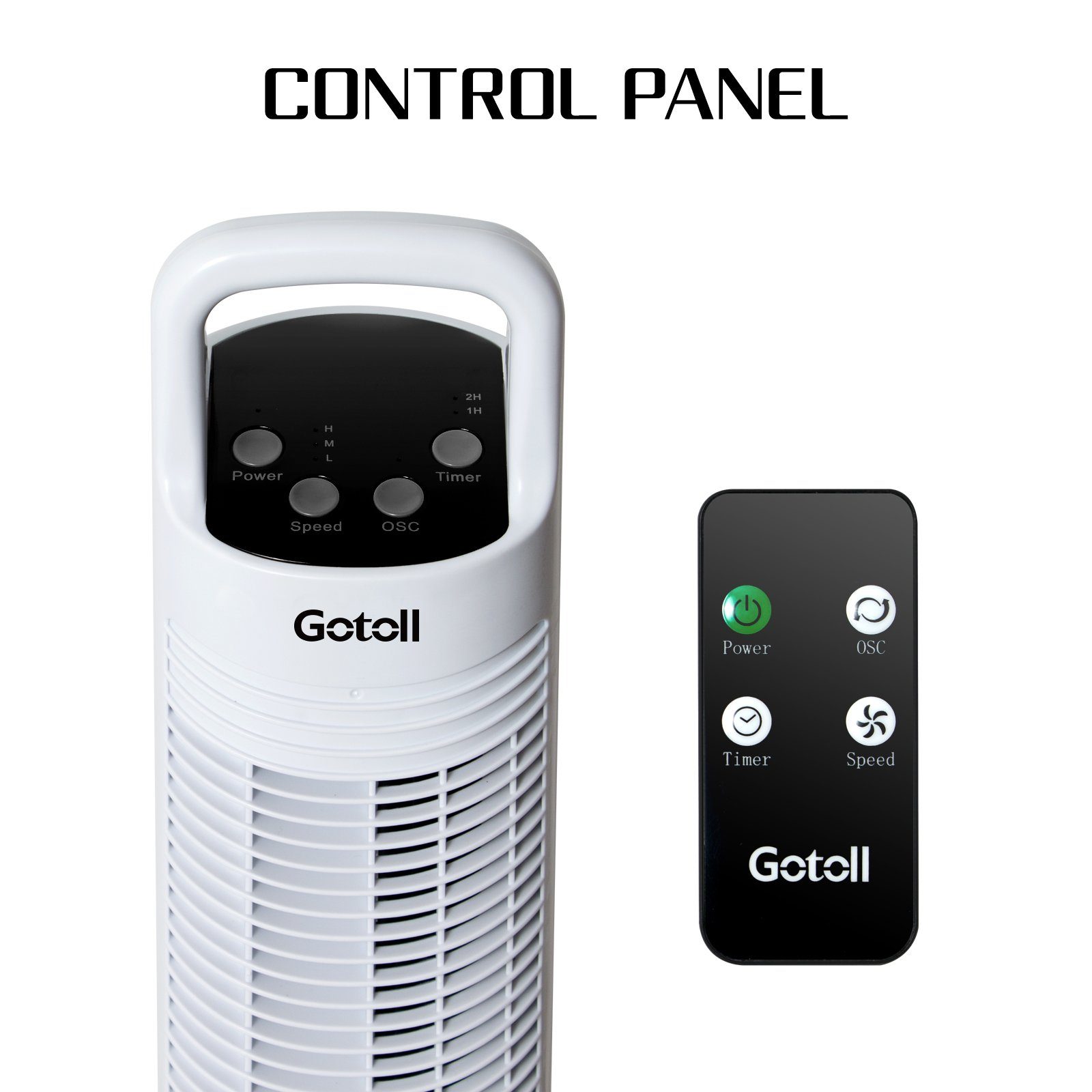 Gotoll Turmventilator GL302R, 81.3cm Säulenventilator mit Fernbedienung 70° Towerventilator Leise