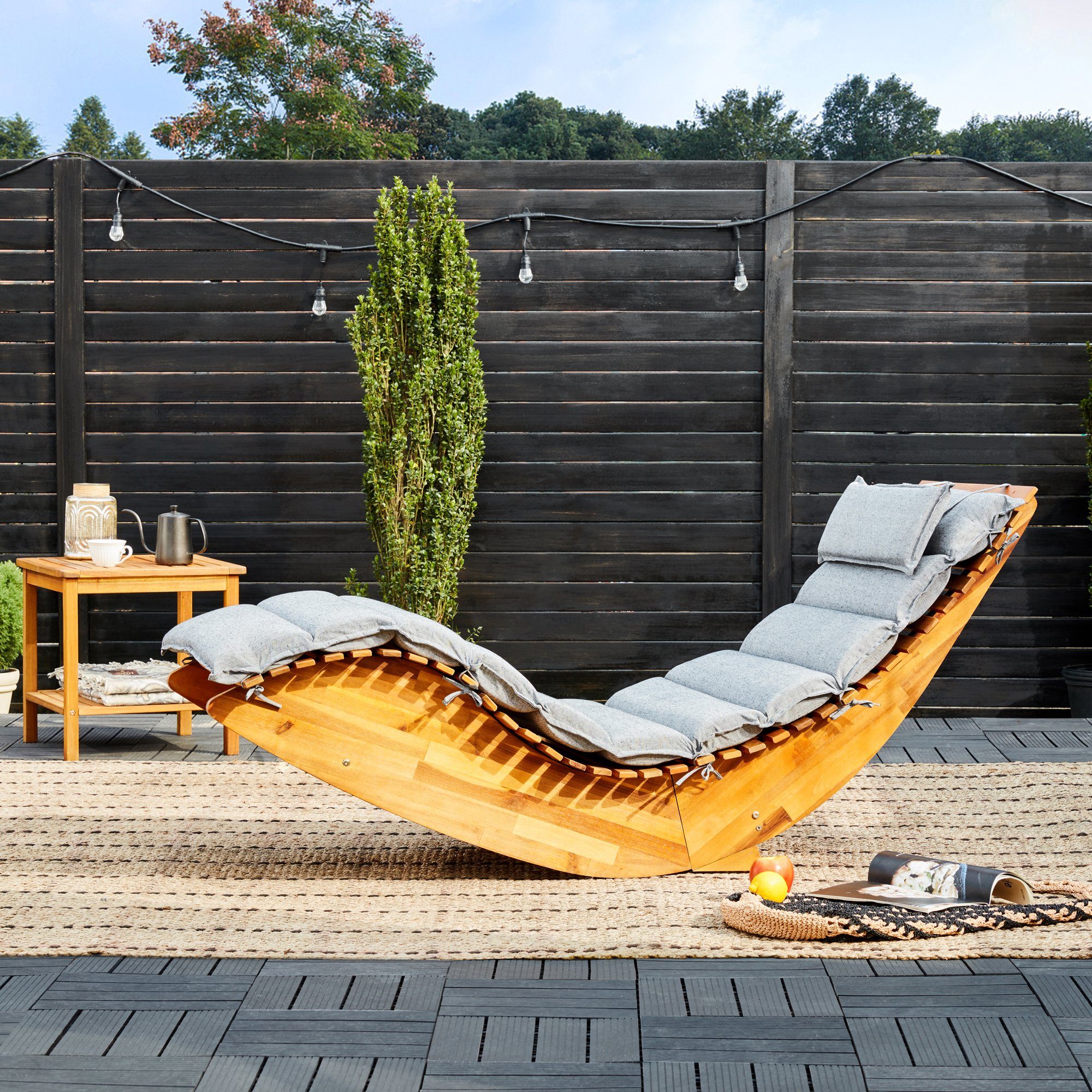 Casaria Gartenliege Braun, 2 St., Holz Wetterfest Ergonomisch Schaukelfunktion FSC®-zertifiziert Akazie