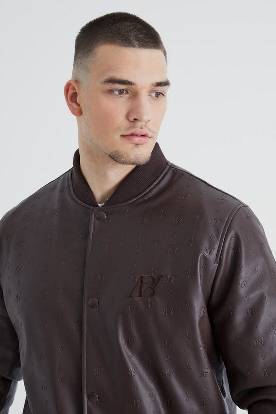 Tall geprägte PU-Jacke mit Etikett