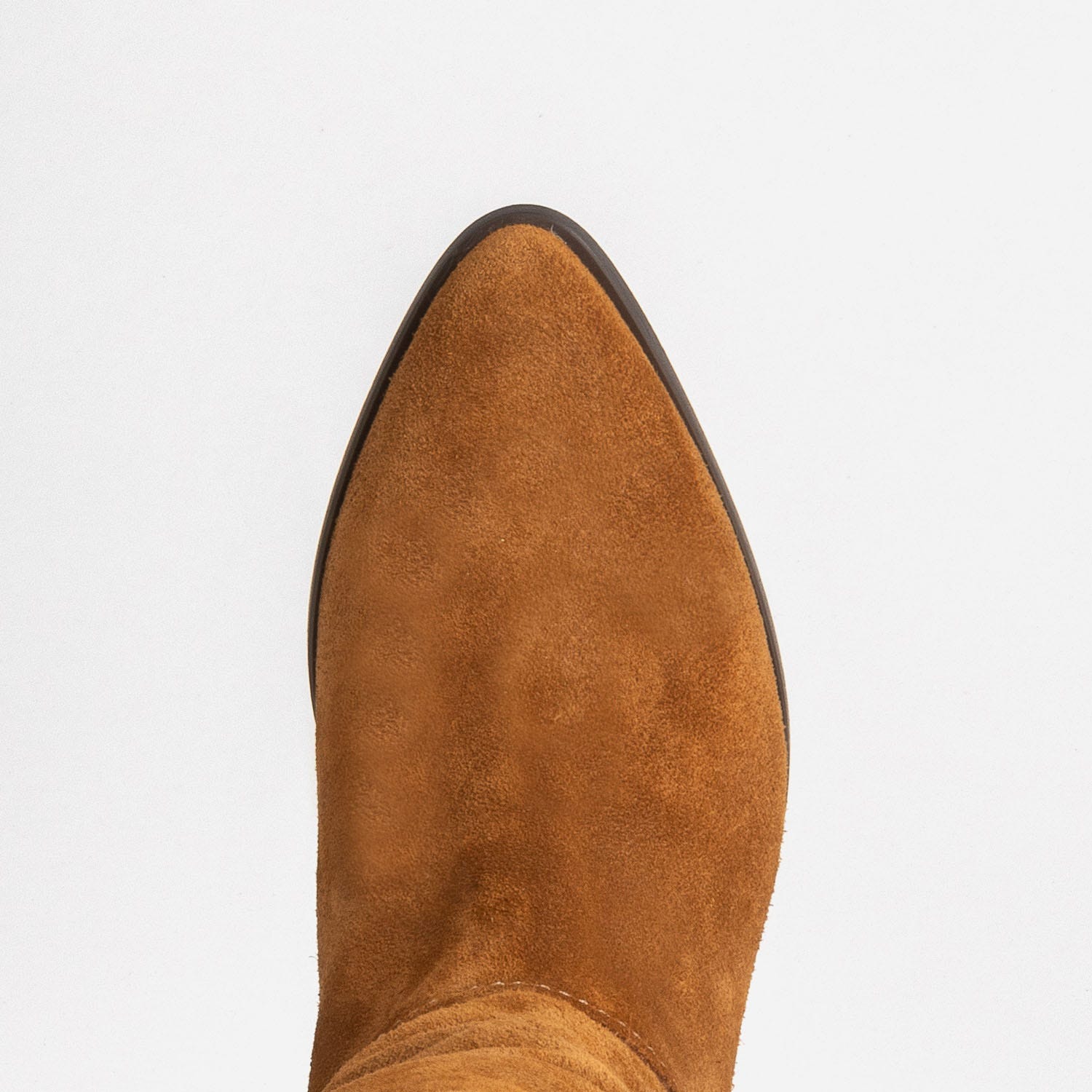 Botte TEXTO camel en cuir velours à tige plissée
