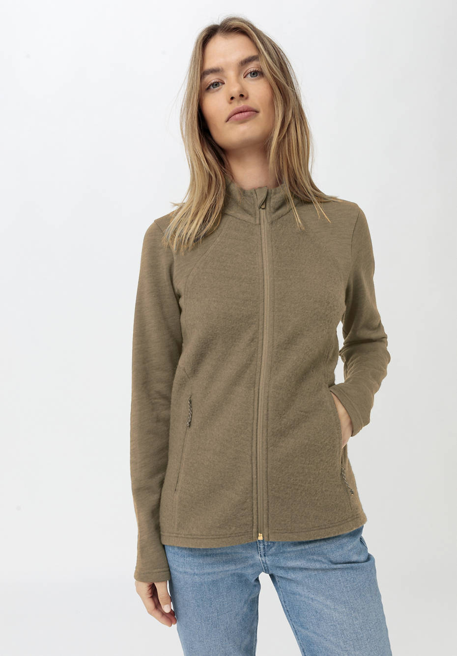 Leichte Wollfleece-Jacke aus reiner Bio-Merinowolle
