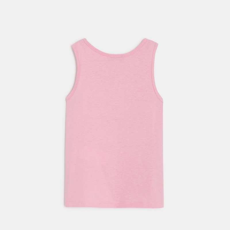 Débardeur fille rose à imprimé plage en coton recyclé Catimini