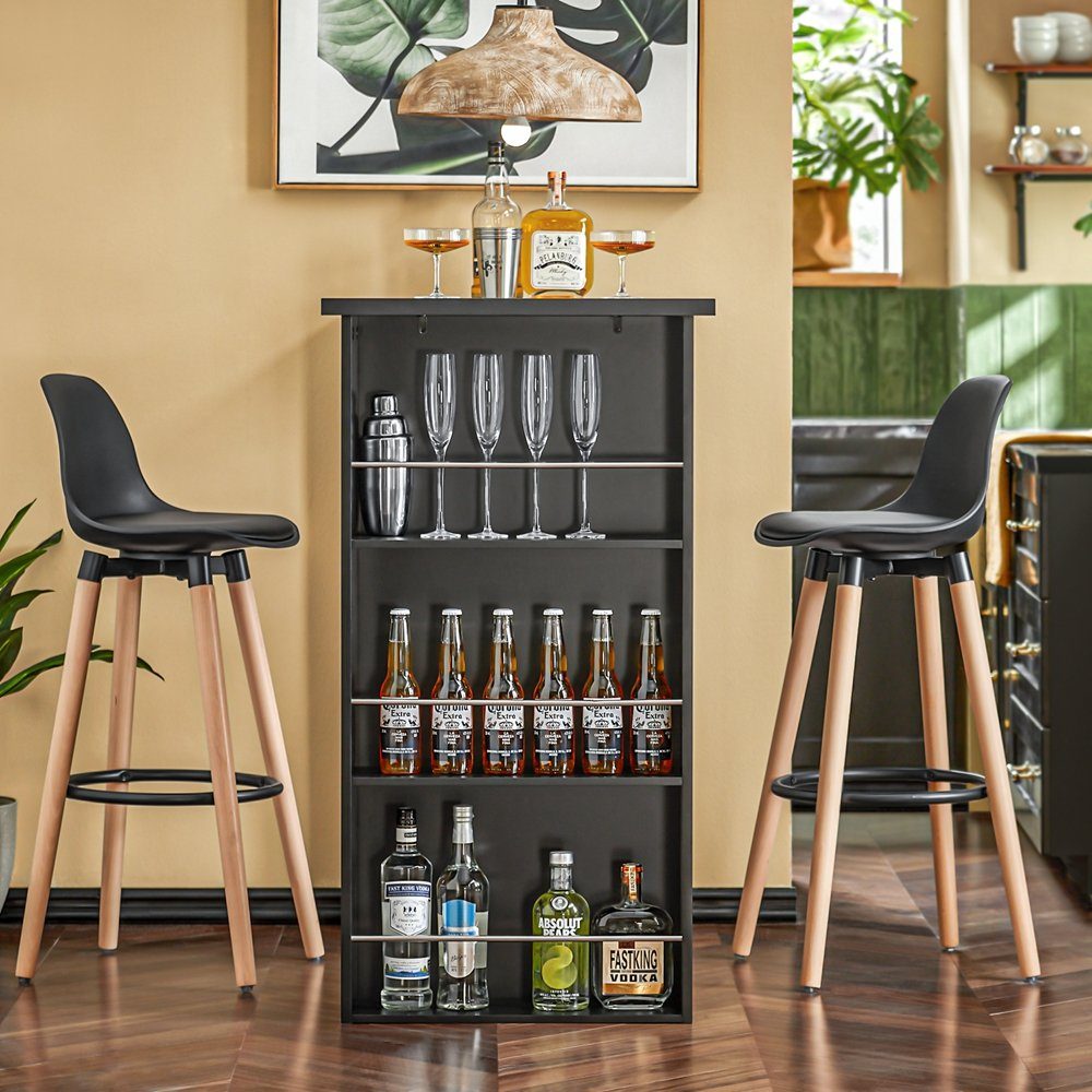 SoBuy Bartisch FWT17, Küchentisch mit 3 Regalfächern Stehtisch Tresen Theke