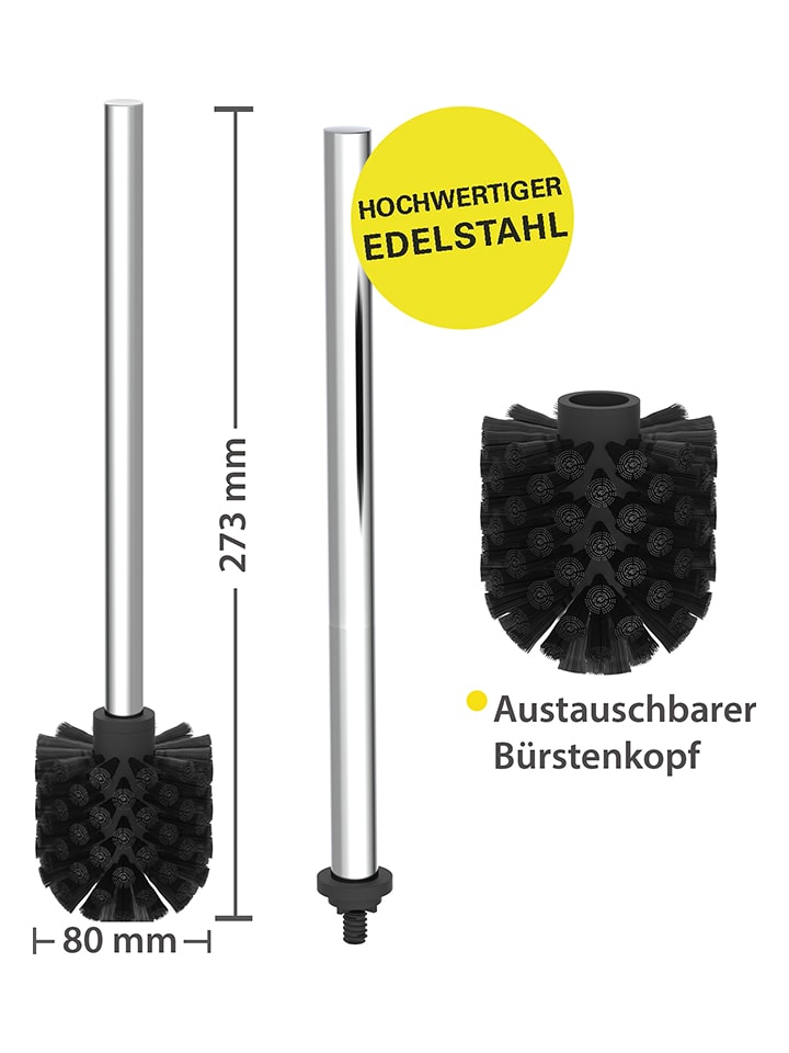 Schütte WC-Bürstenhalter in Schwarz - (H)37,7 x Ø 13 cm günstig kaufen onesize