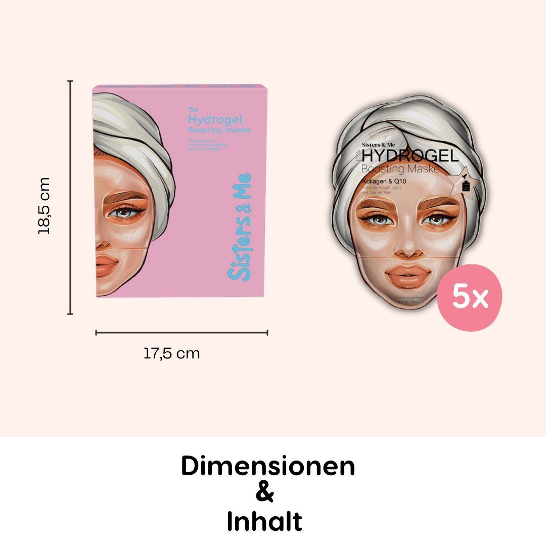 Sisters & Me Gesichtsmaske 5x Sisters & Me Hydrogel 100 % Feuchtigkeitsmaske, 5-tlg.