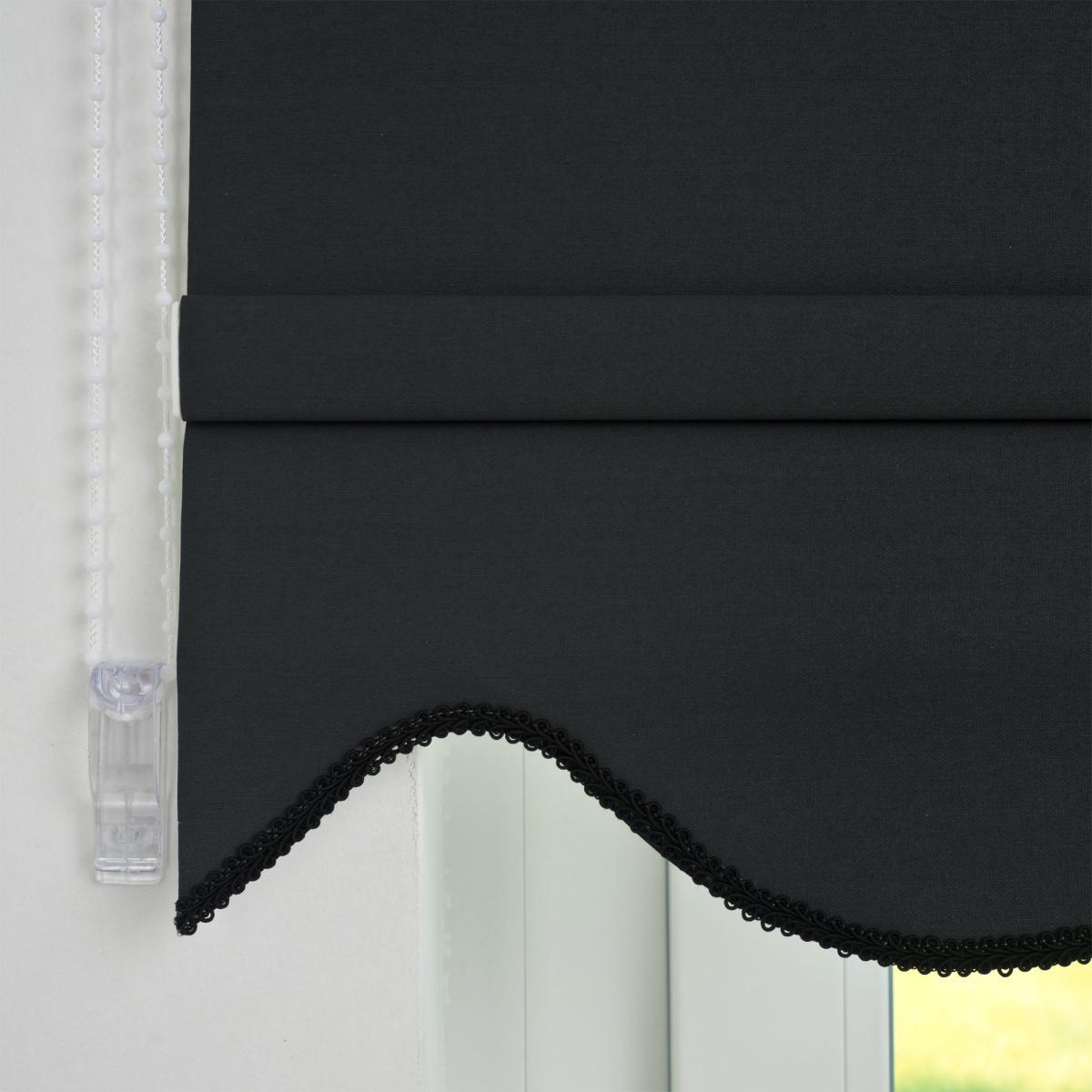 Bella Casa Seitenzugrollo Kettenzugrollo Volantrollo Rollo Klassik Verdunklung 172 x 180 cm schwarz für Fenster