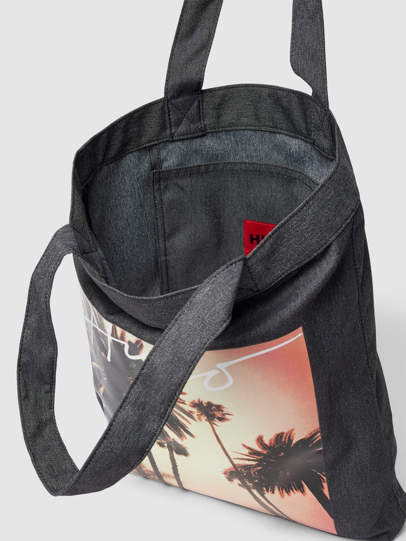 Tote Bag mit Front-Print Modell 'Erik' in schwarz