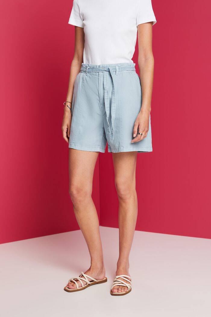 Shorts mit Bindegürtel aus Leinenmix