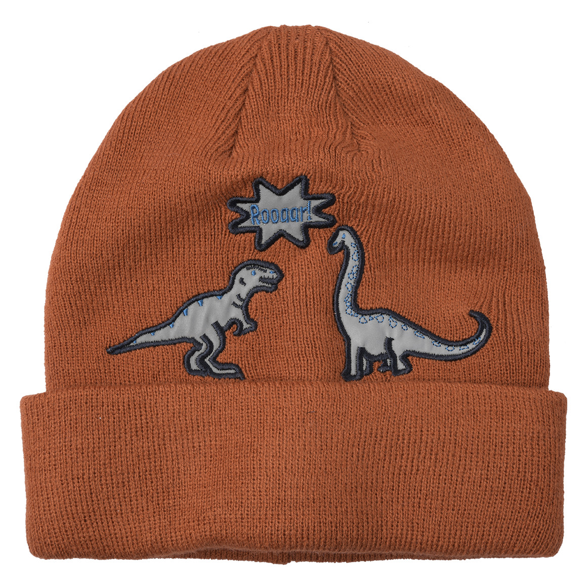 Jungen Strickmütze mit Dino-Motiven