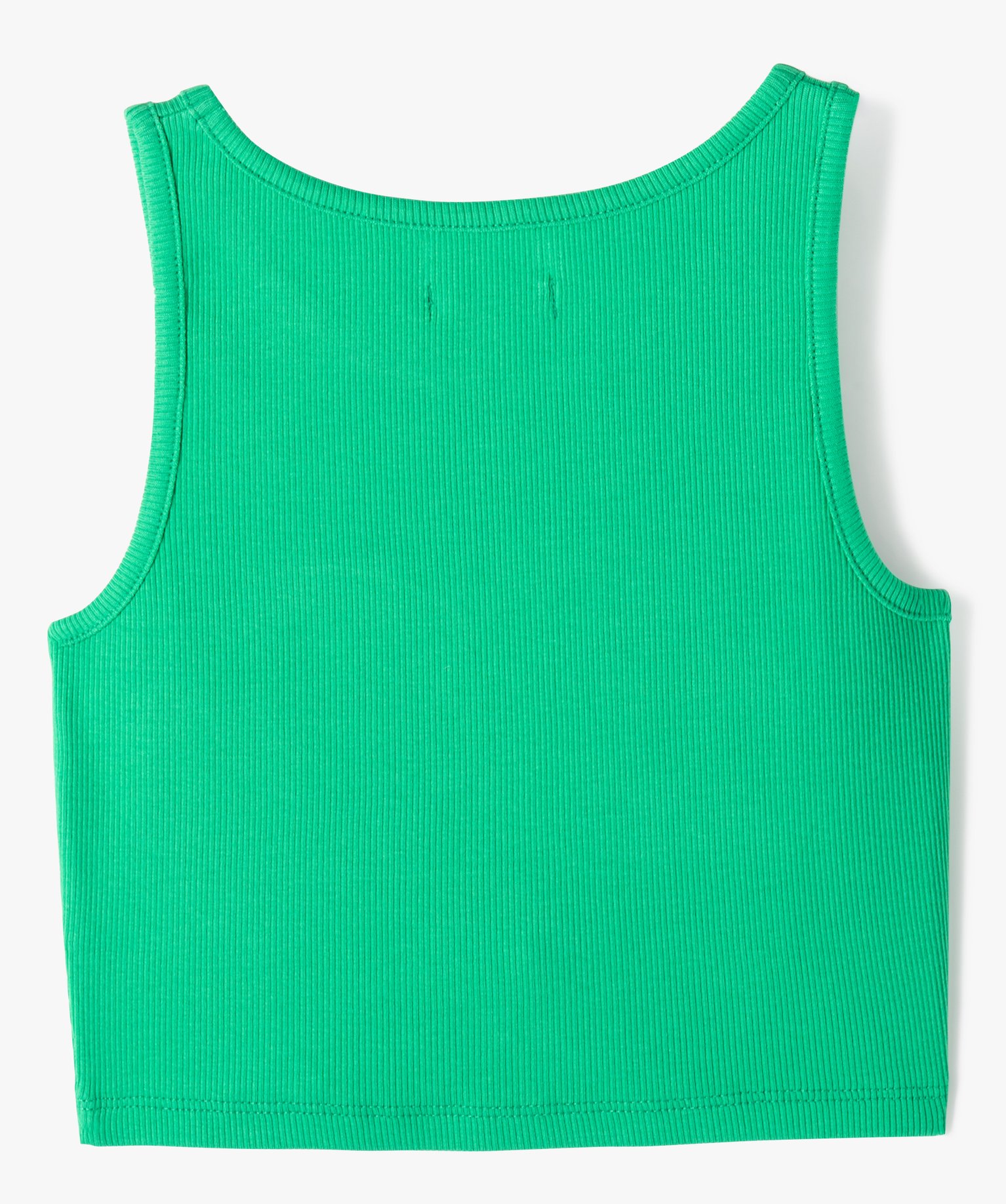 Débardeur en maille ctelée coupe courte avec ouverture s... vert | GEMO