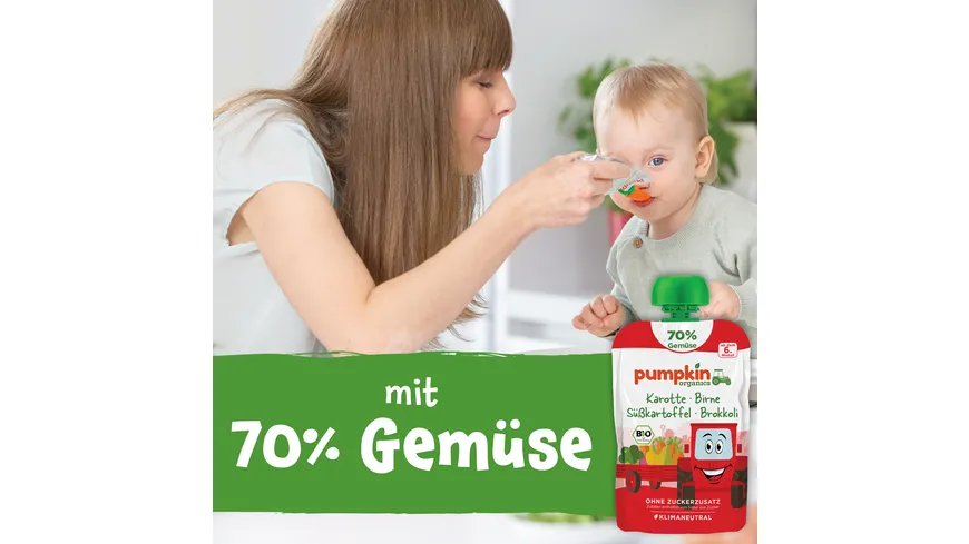 pumpkin organics Bio Quetschie Karotte, Birne, Süßkartoffel, Brokkoli 100 g